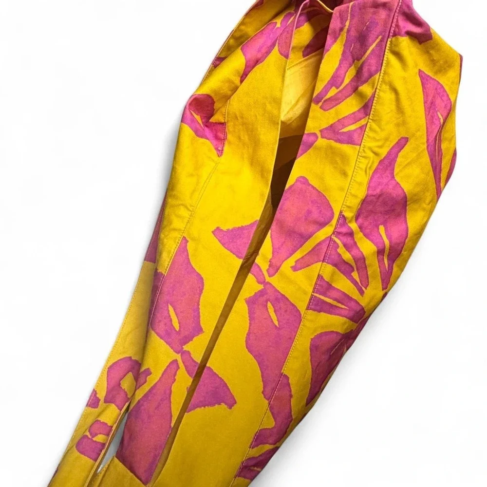 Lost Pattern Beach Blossom Hobo Crossbody Bag Yellow Pink Floral Cotton